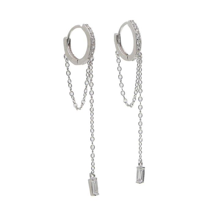TASSEL Crystal Hoops Chain Earrings - MYDEWI