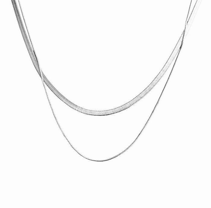 White Lies Double Layer Snake Chain Necklace For Women (Gold, OS)